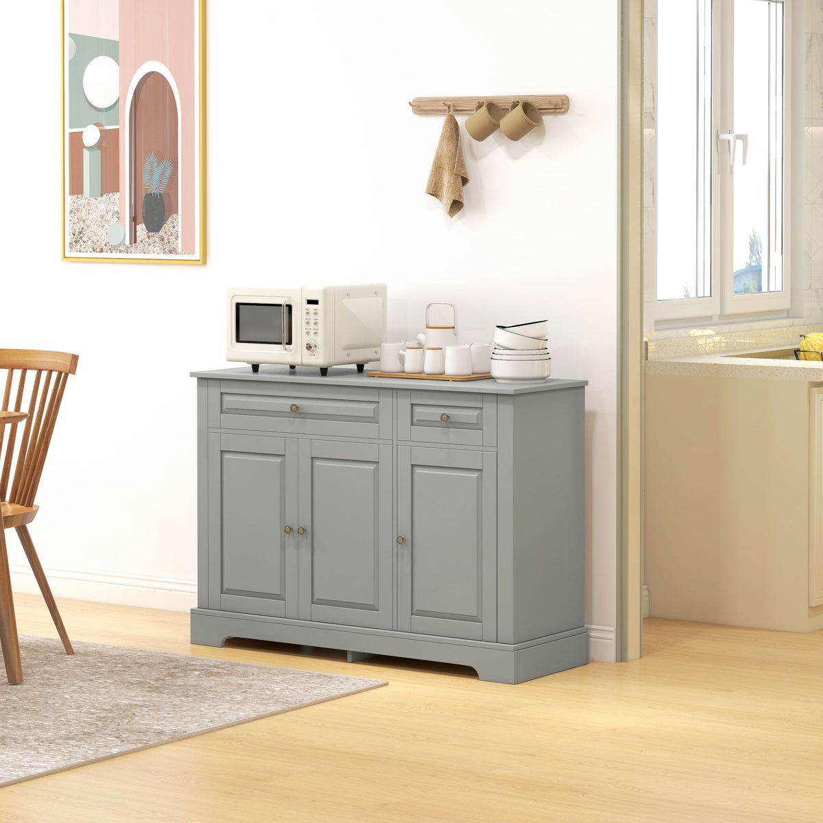 Buffet Cabinet with 2 Drawers and Adjustable Shelves – 45"W x 32"H