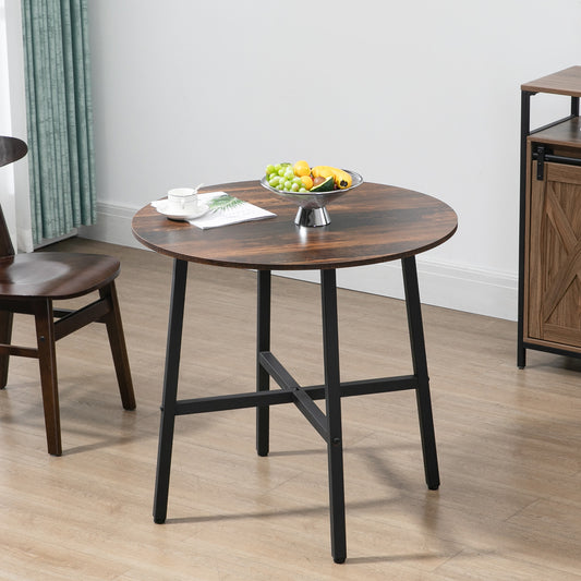 31.5" Round Industrial Kitchen Table with Steel Legs