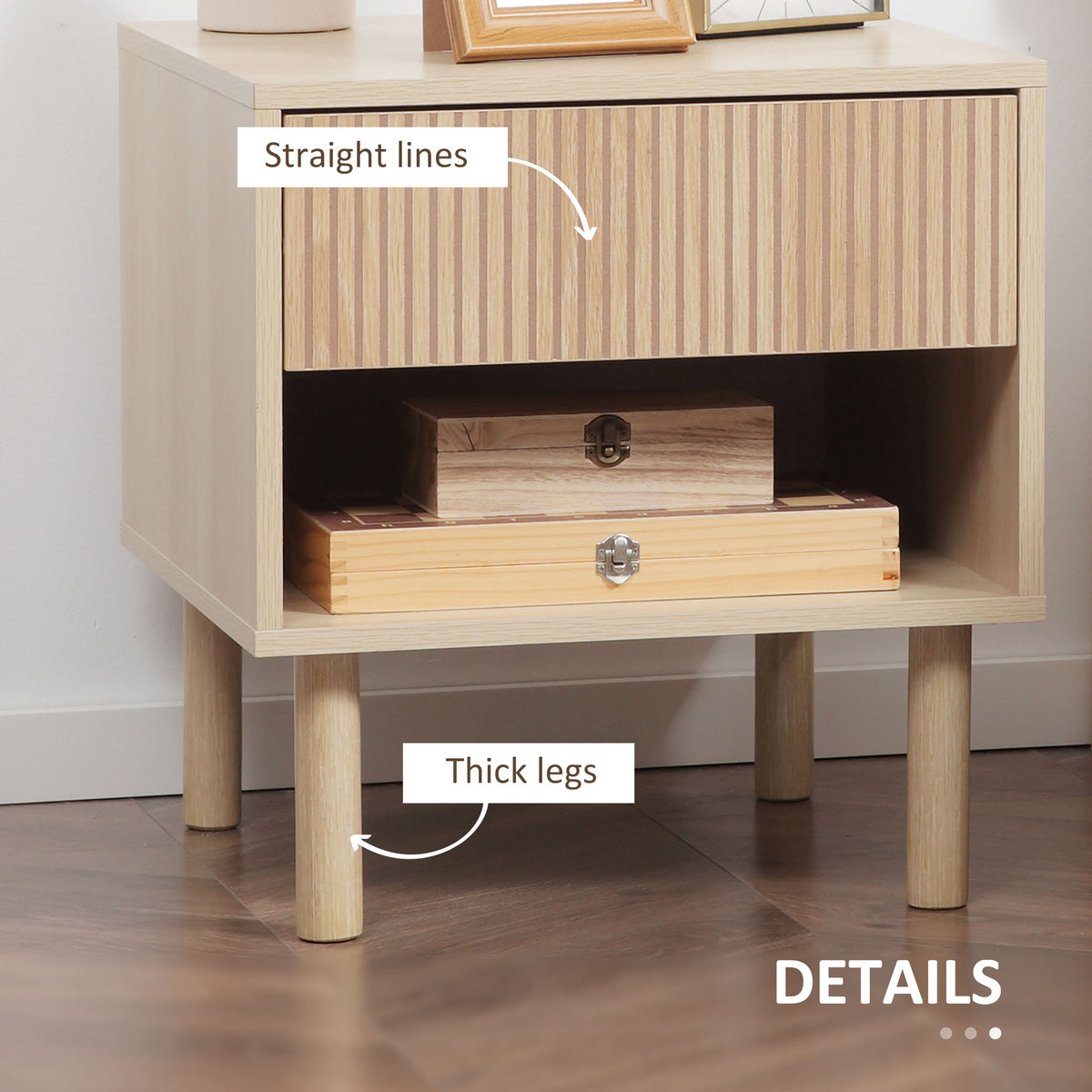 Bedside Tables with Drawer and Open Shelf, Set of 2 – 19"W x 20"H