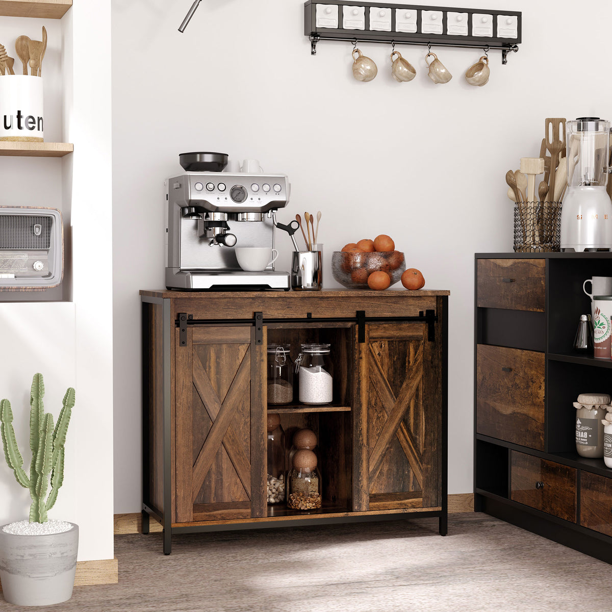 Buffet Cabinet with Sliding Barn Doors – 36"W x 30"H