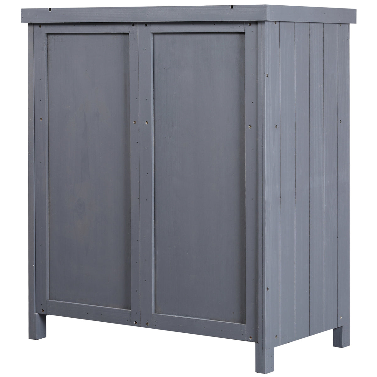 Garden Storage Cabinet, Outdoor Tool Shed with Galvanized Top and Two Shelves for Yard Tools and Pool Accessories