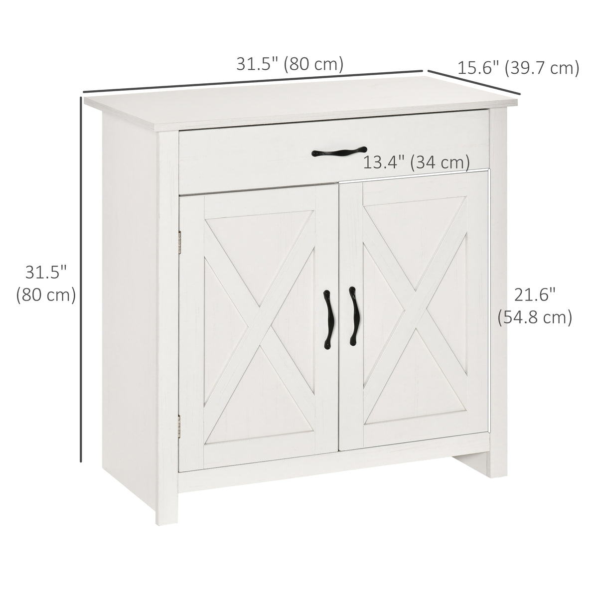 Farmhouse Sideboard Buffet Cabinet with Barn Doors – 32"W x 32"H