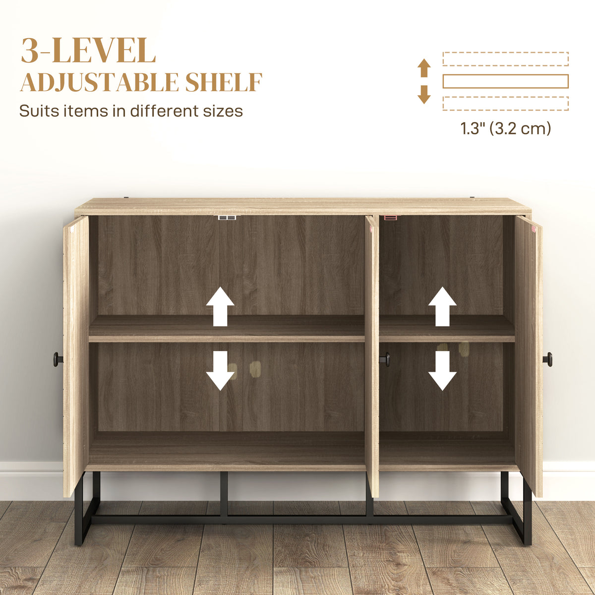 Buffet Cabinet with Adjustable Shelves – 43"W x 32"H