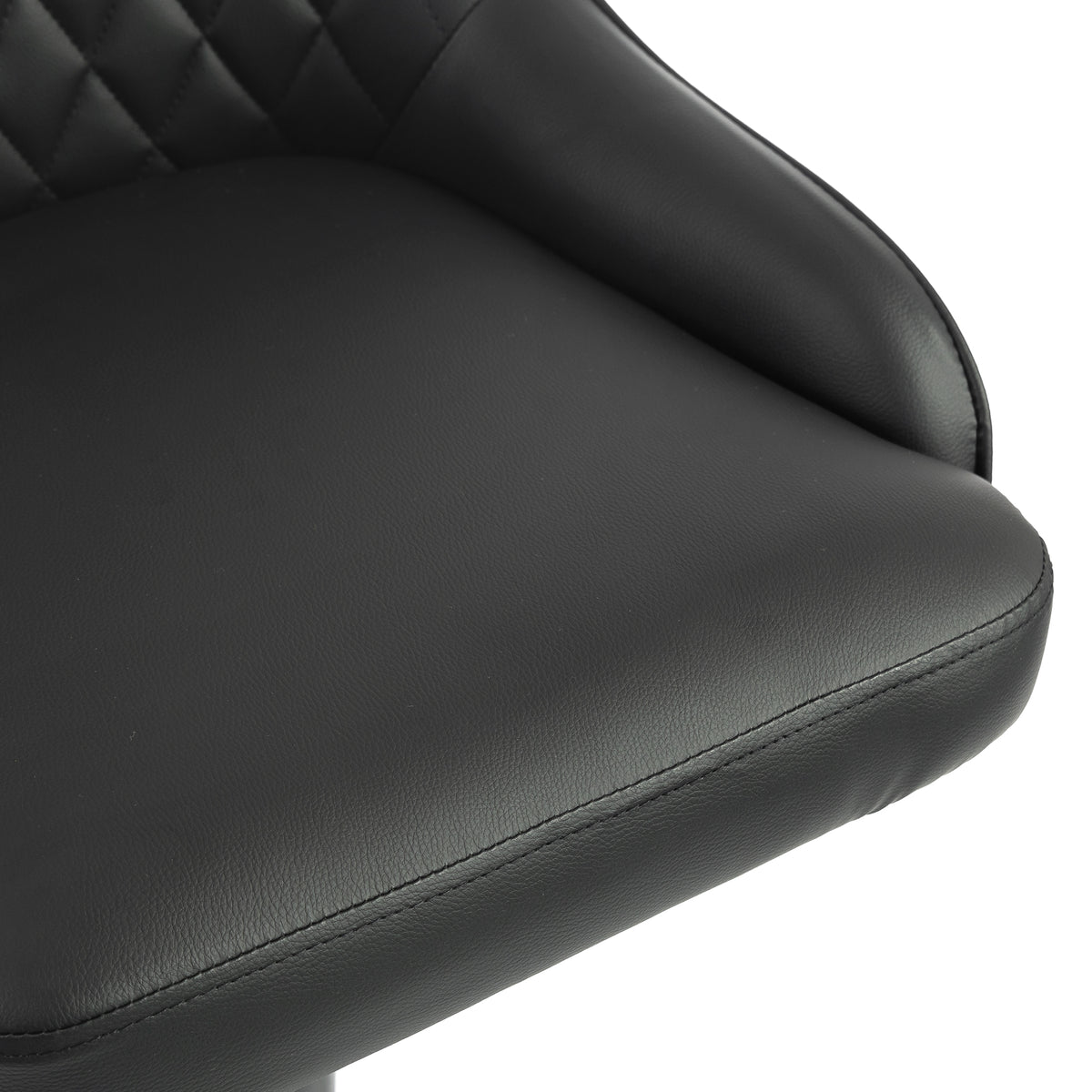Diamond-Quilted Adjustable Swivel Kitchen Bar Stools with Backrest, Set of 2, Black