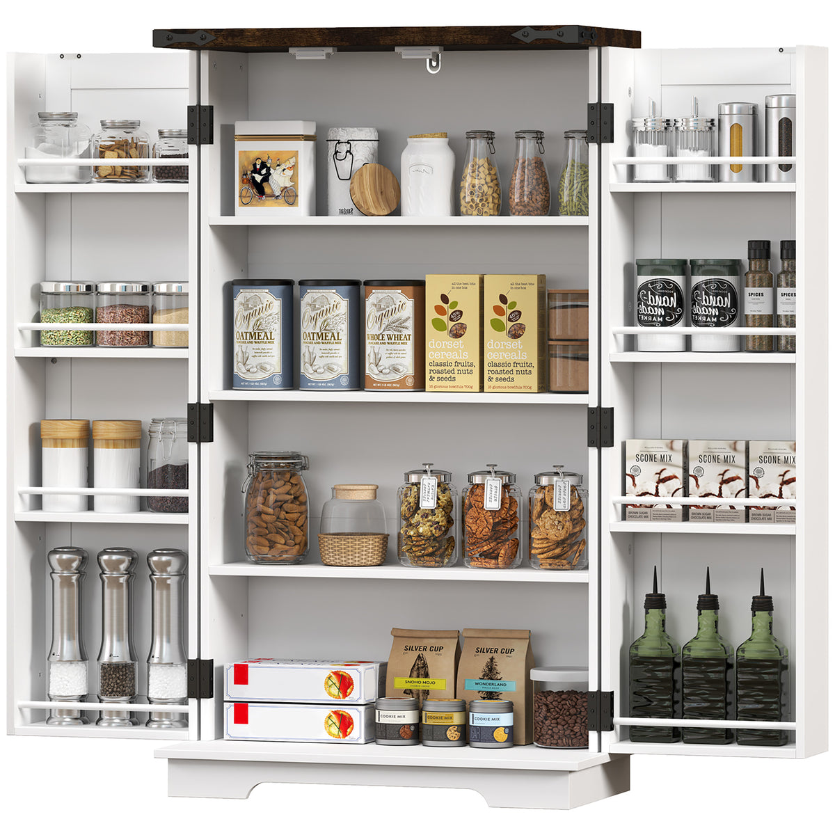 Kitchen Pantry Cabinet with Doors and Adjustable Shelves – 24"W x 41"H