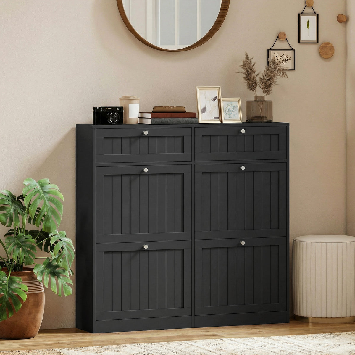 Shoe Cabinet with 2 Large Flip Drawers – 41"W x 39"H