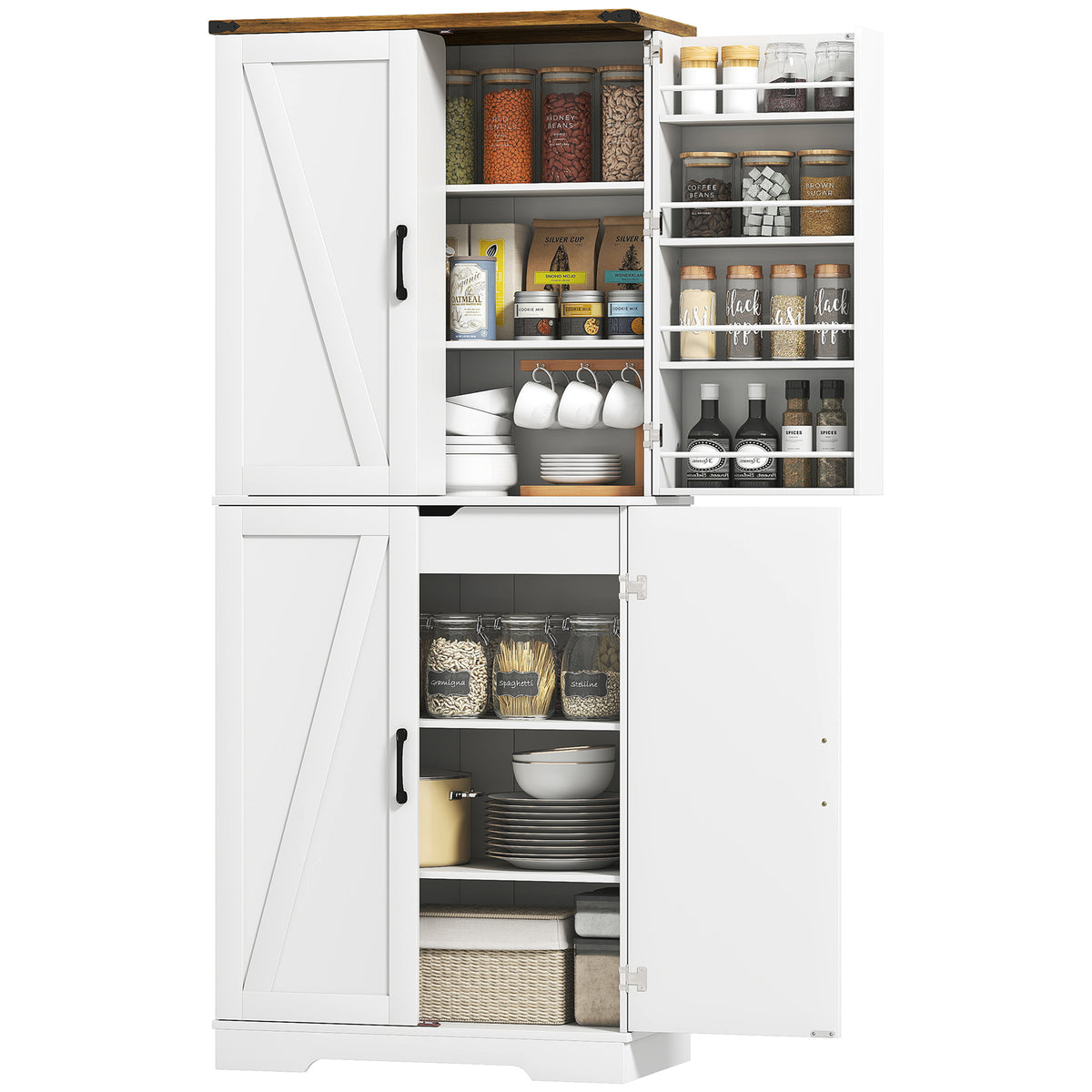Farmhouse Storage Cabinet with 4 Doors – 30"W x 72"H