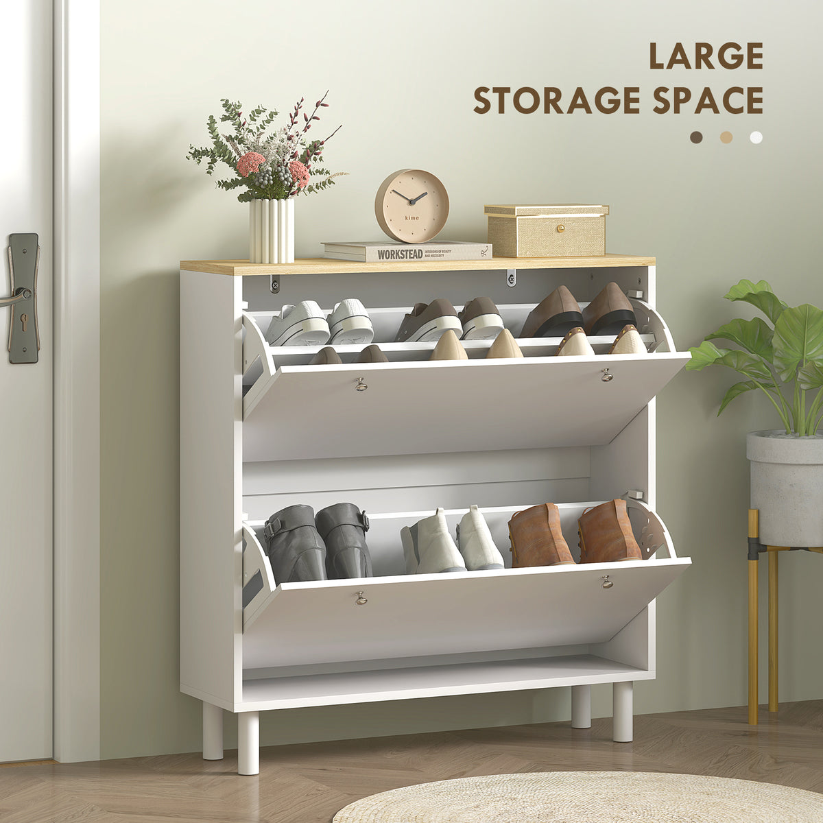 Shoe Cabinet with 2 Drawers and Adjustable Shelves – 32"W x 34"H
