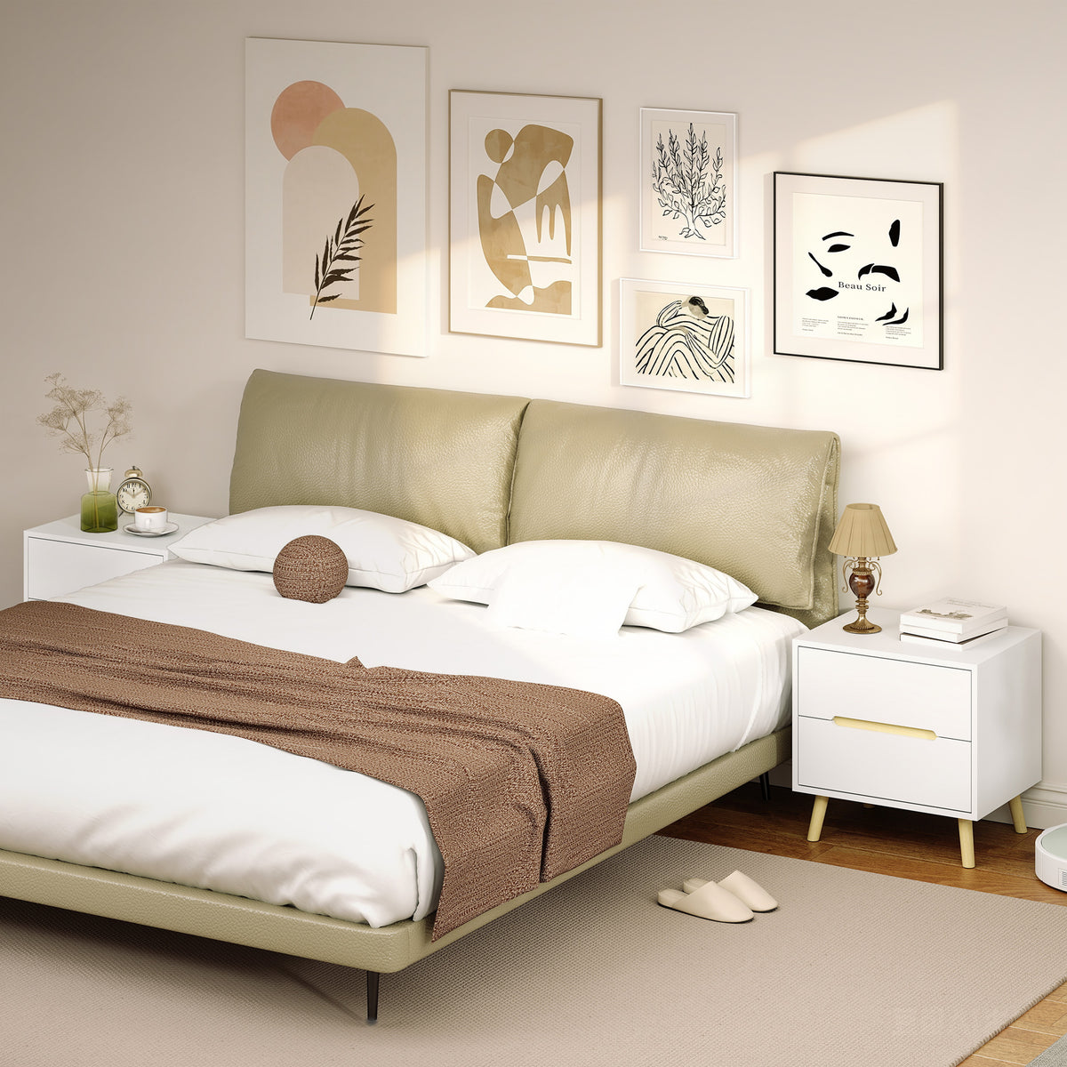 2-Drawer Nightstands with Solid Wood Legs, Set of 2 – 20"W x 20"H