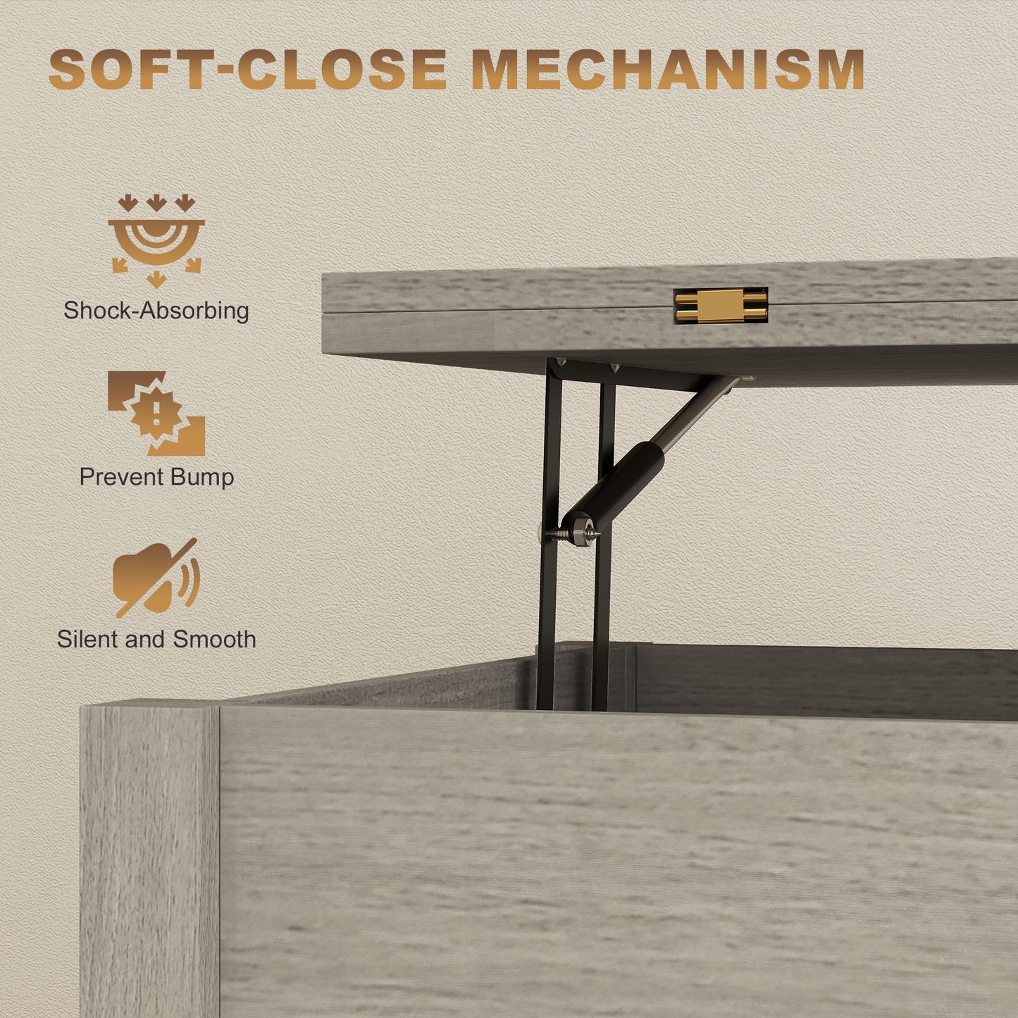 Modern Lift Top Coffee Table with Charging, Hidden Storage & Fabric Drawers