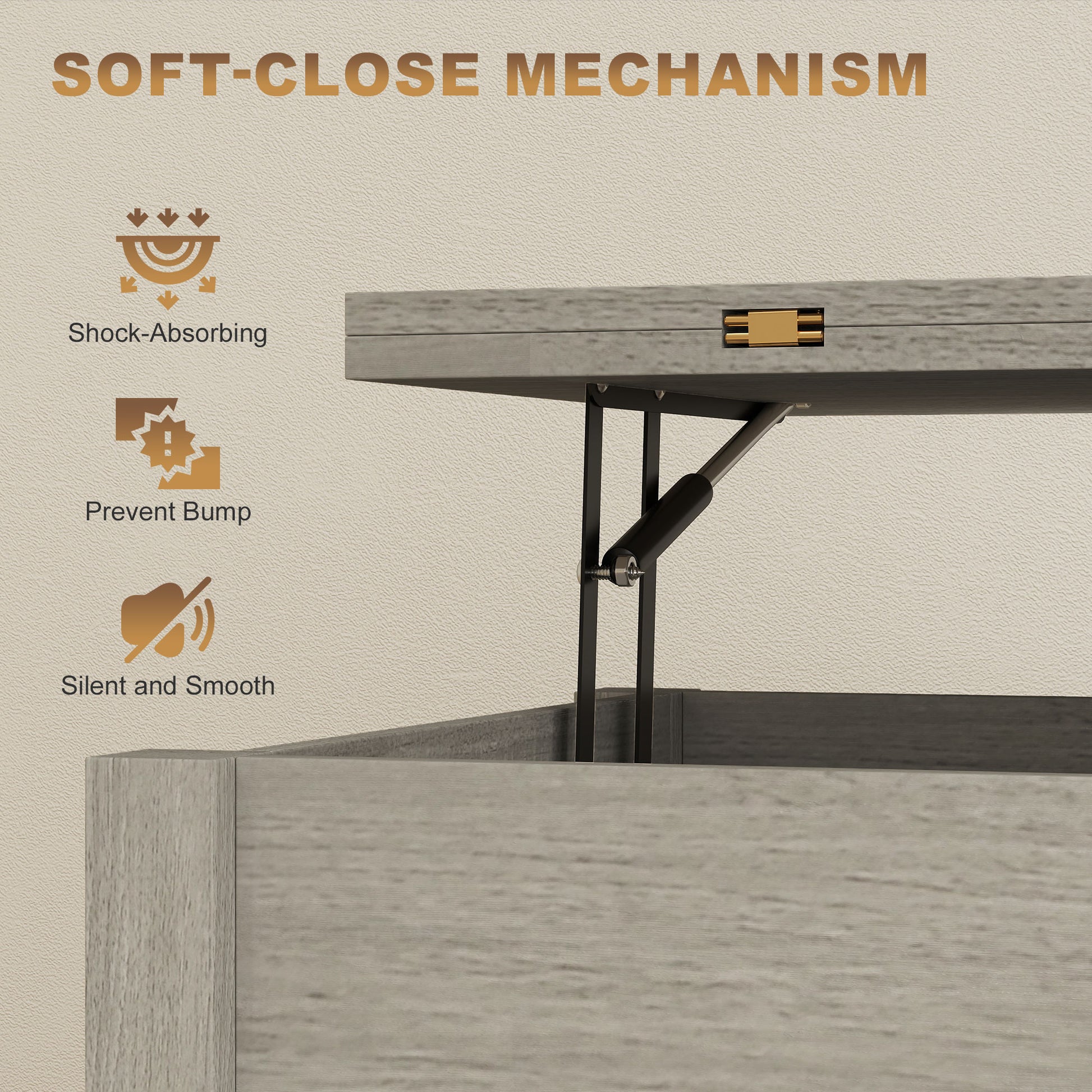 Modern Lift Top Coffee Table with Charging, Hidden Storage & Fabric Drawers