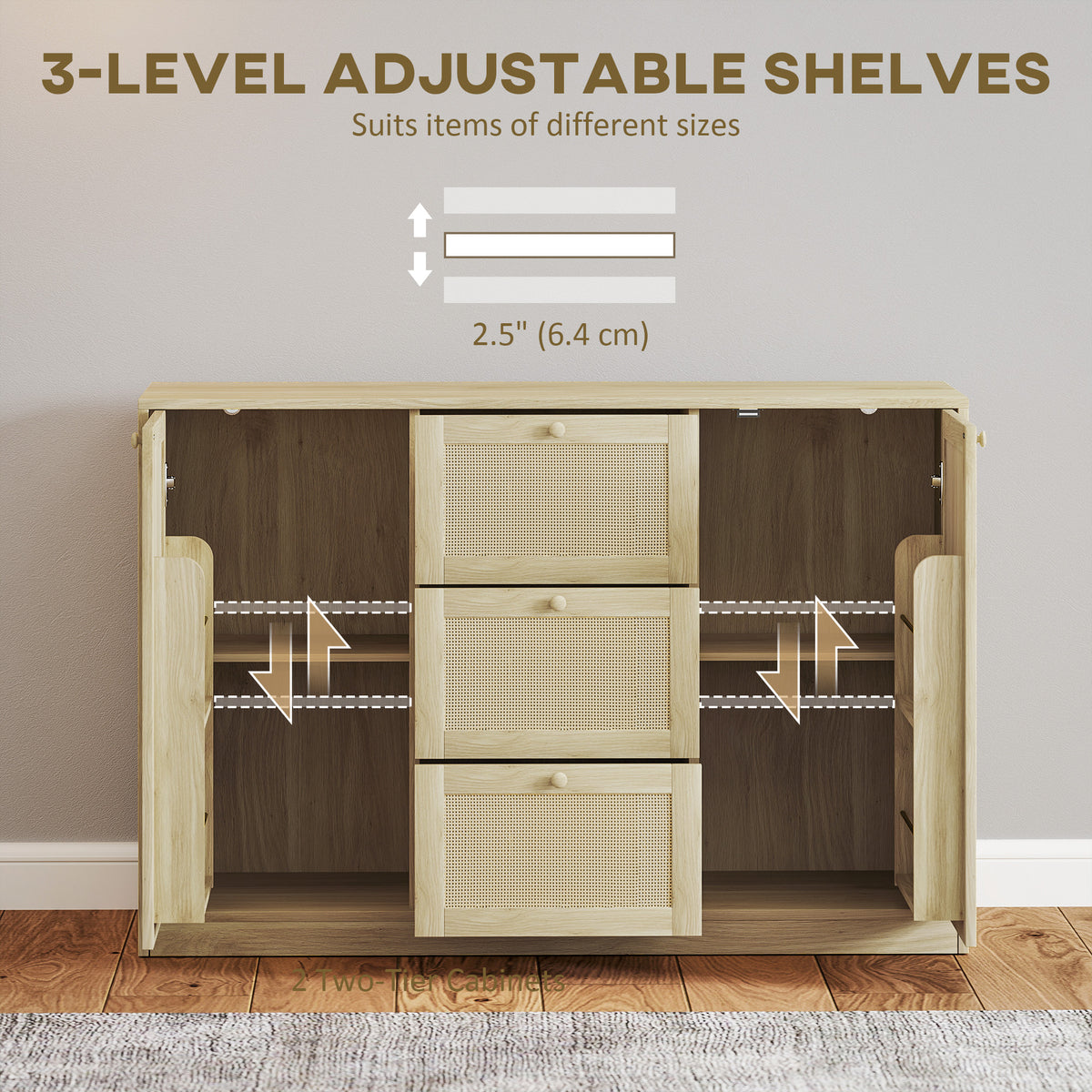 Kitchen Coffee Bar Cabinet with 3 Drawers – 47"W x 31"H
