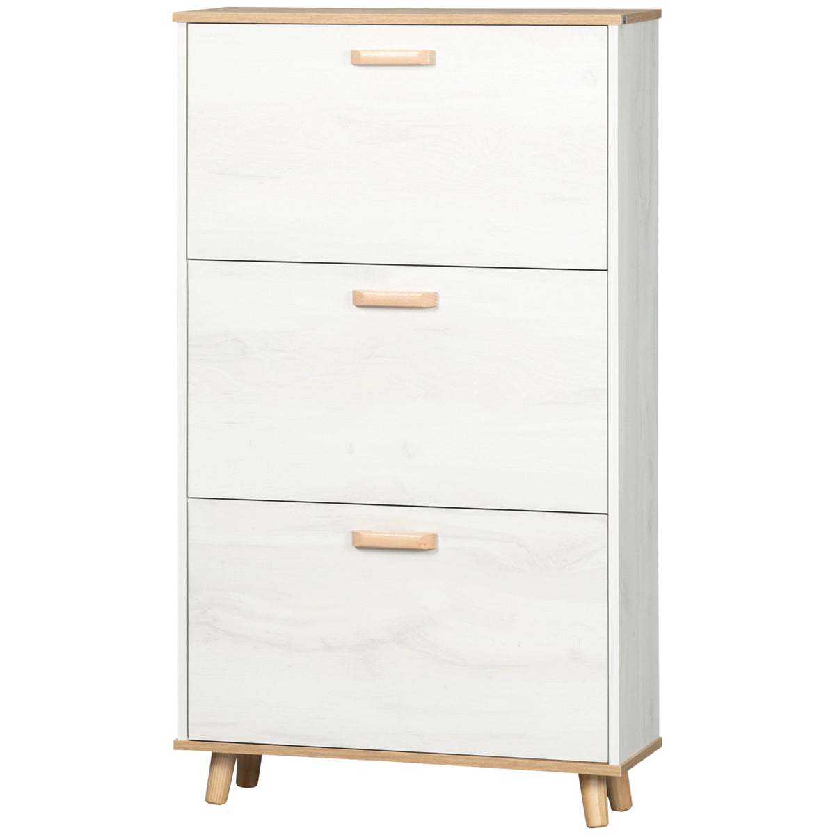 Modern Shoe Cabinet with 3 Flip Drawers and Adjustable Shelf – 28"W x 48"H