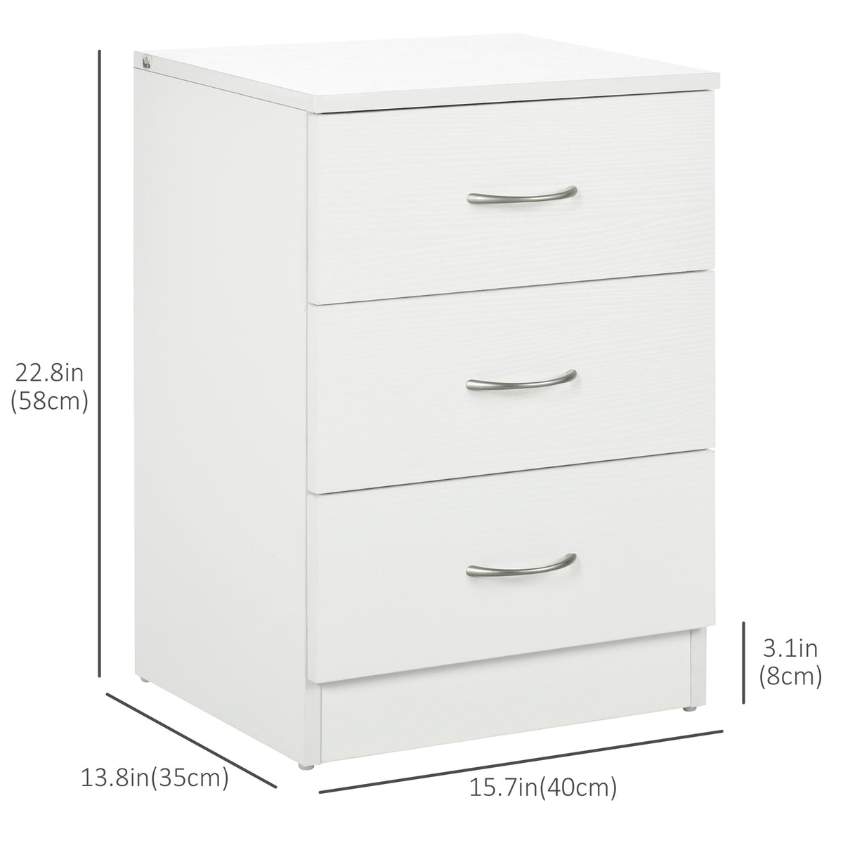 3-Drawer Wood Nightstands with Anti-Tip Design, Set of 2 – 16"W x 23"H