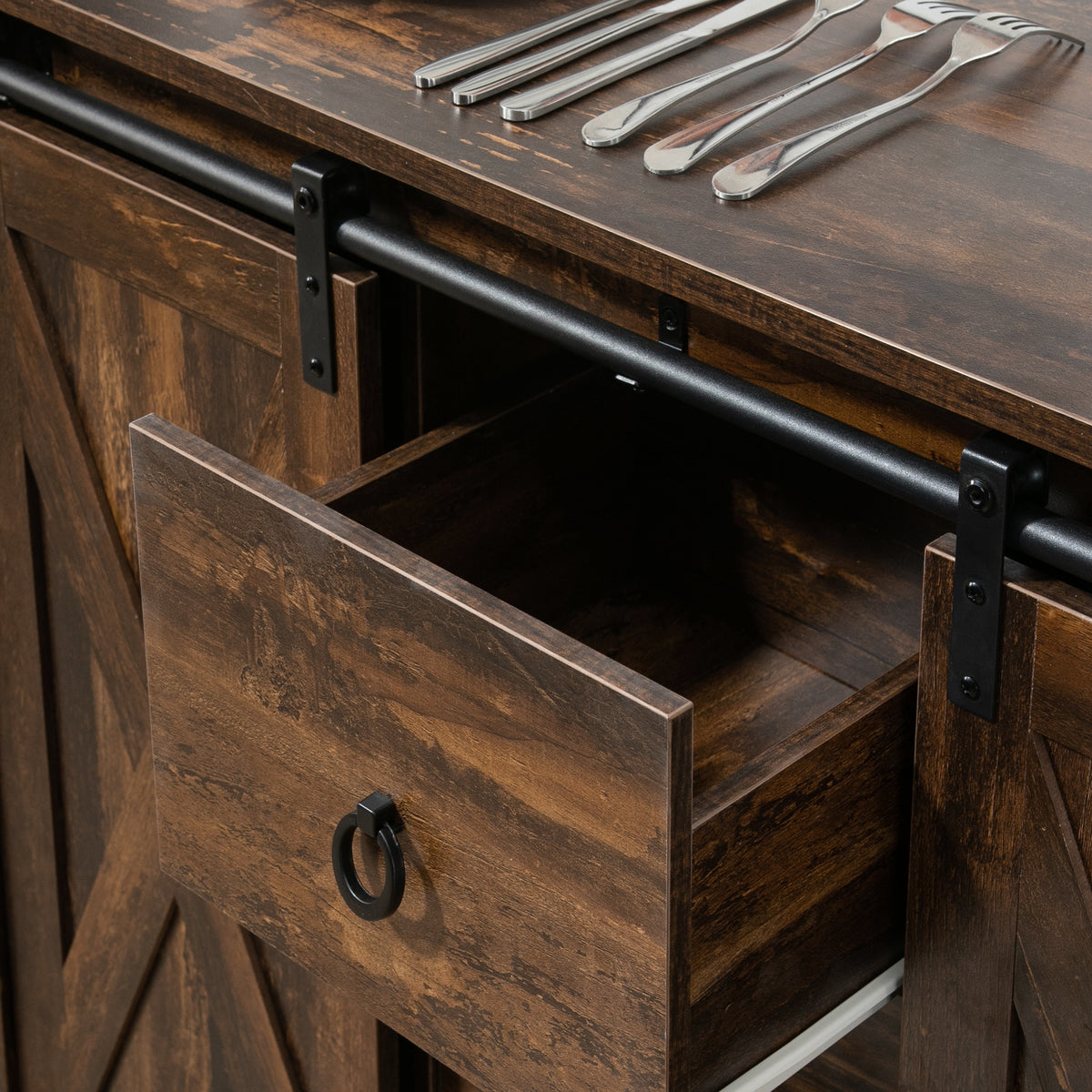 Kitchen Sideboard with Sliding Barn Doors – 39"W x 32"H