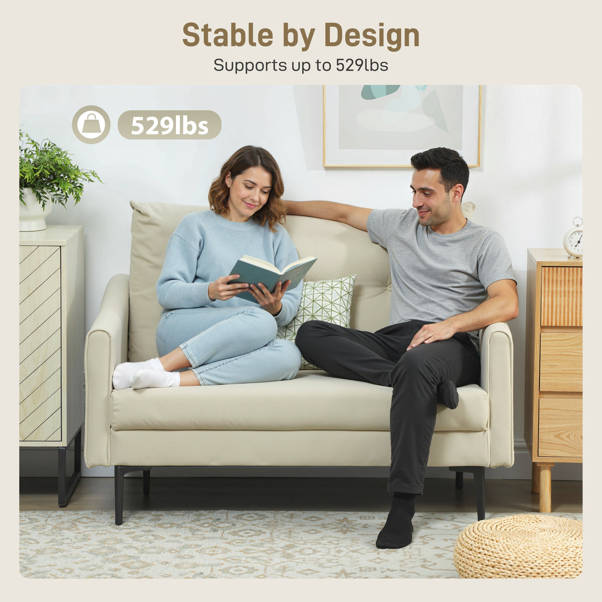Button-Tufted 2-Seater Sofa
