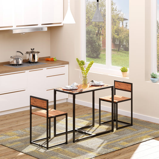 Industrial Dining Set for 2, Small Kitchen Table with 2 Chairs