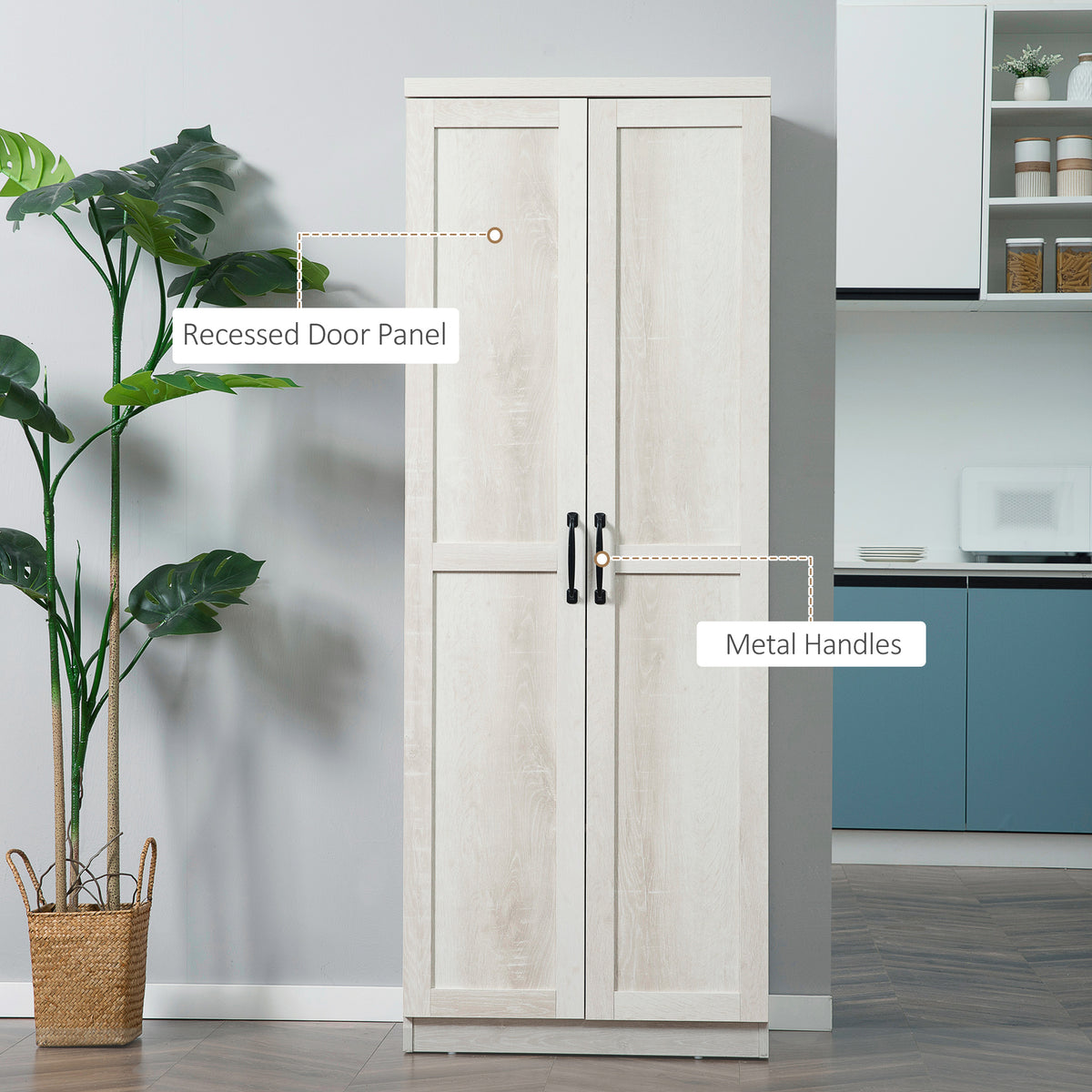 5-tier Pantry Cabinet with Doors and Adjustable Shelves – 24"W x 63"H