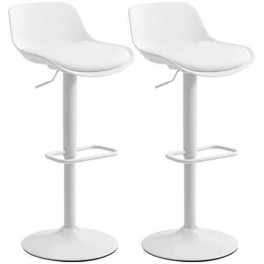 Set of 2 Streamlined Counter Height Bar Stools, Adjustable Swivel PU Leather Seat