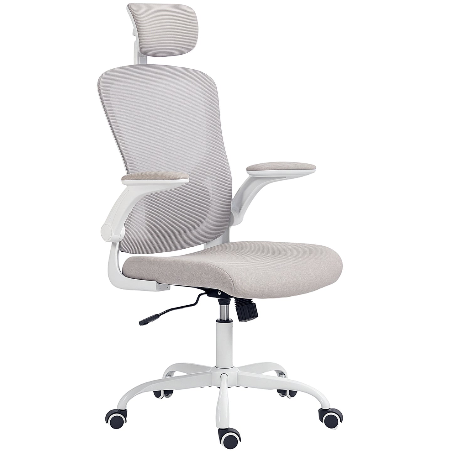 HOMCOM Ergonomic Mesh Office Chair, Adjustable Headrest, Lumbar, Flip-Up Arms