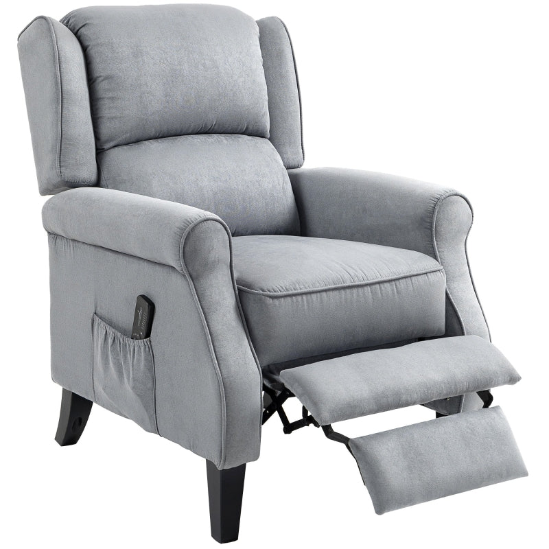 HOMCOM Grey Push Back Recliner with Vibration Massage and Footrest