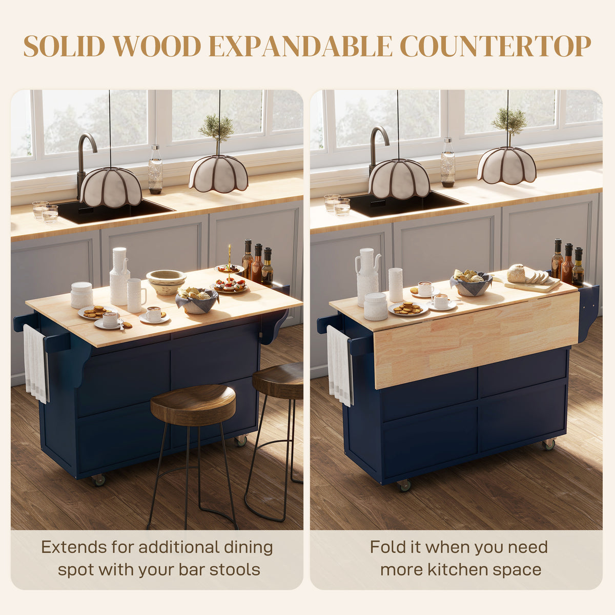 Kitchen Island with Storage – 58"W x 37"H