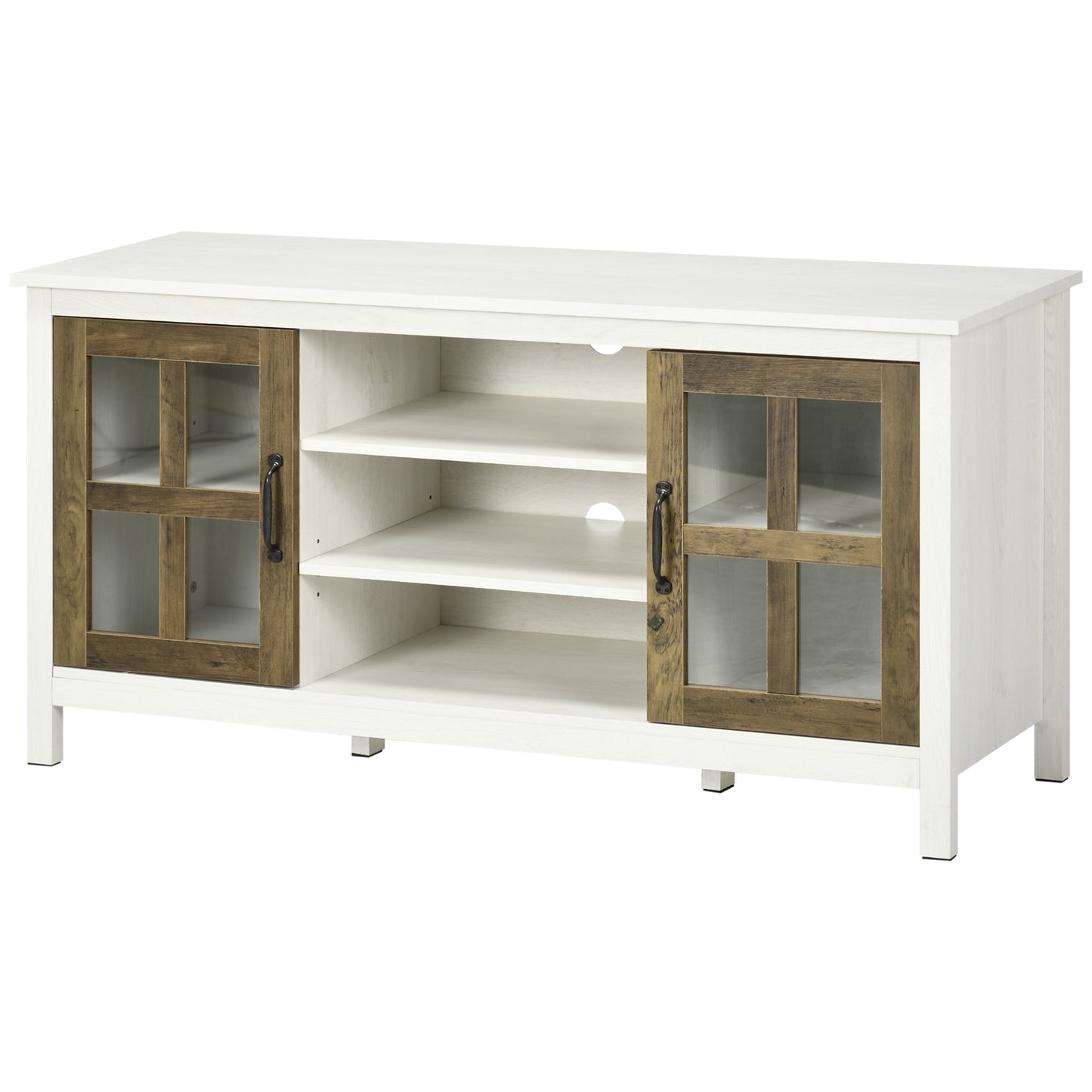 HOMCOM Modern Farmhouse TV Stand Cabinet for 55-inch TVs with Storage, White