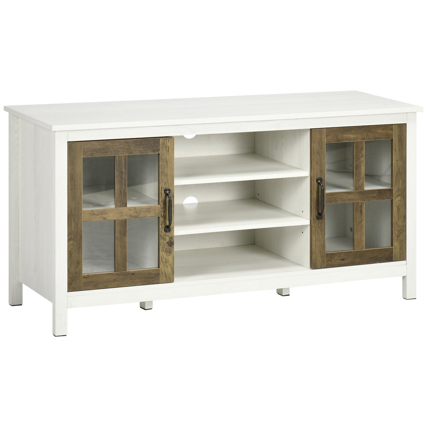 HOMCOM Modern Farmhouse TV Stand Cabinet for 55-inch TVs with Storage, White