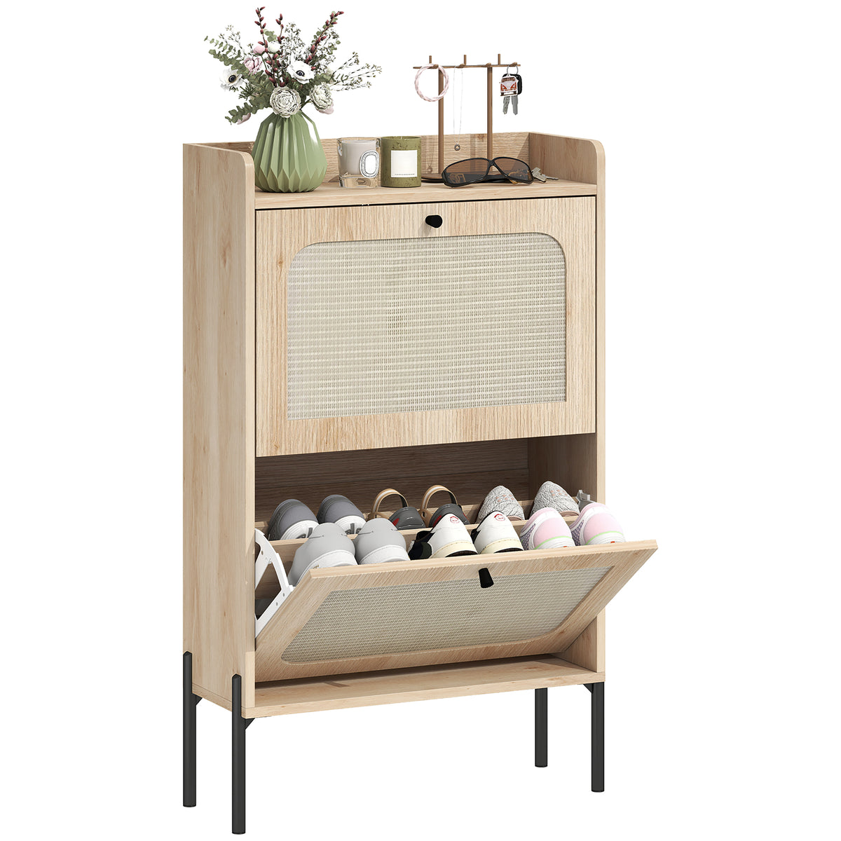 Shoe Cabinet with 2 Flip Drawers – 24"W x 39"H