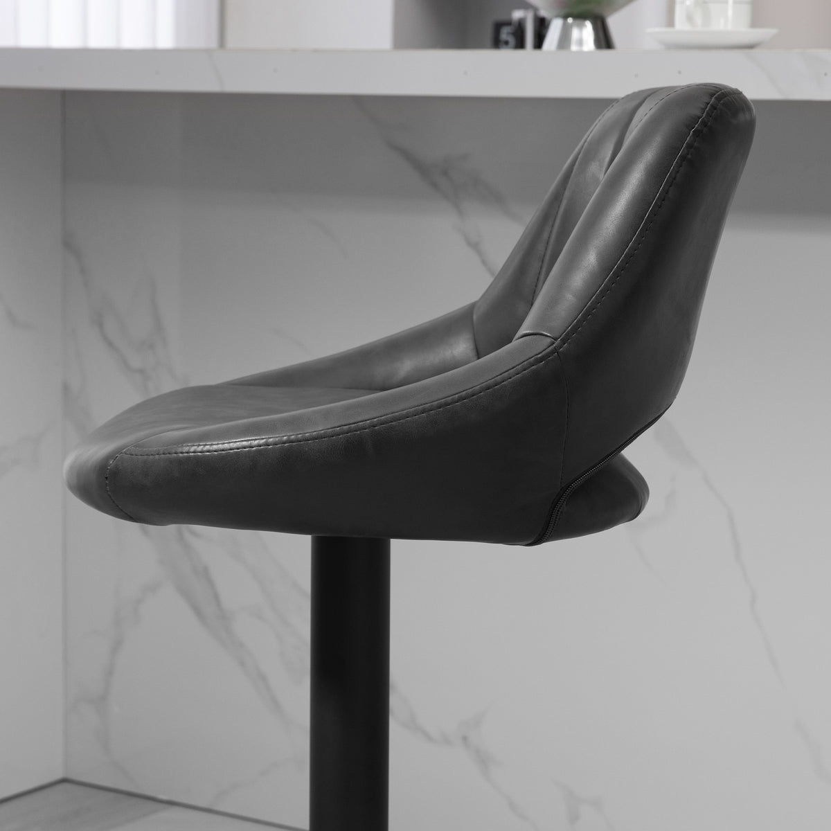 Channel-Tufted Faux Leather Swivel Counter Stools with Footrest, Set of 2