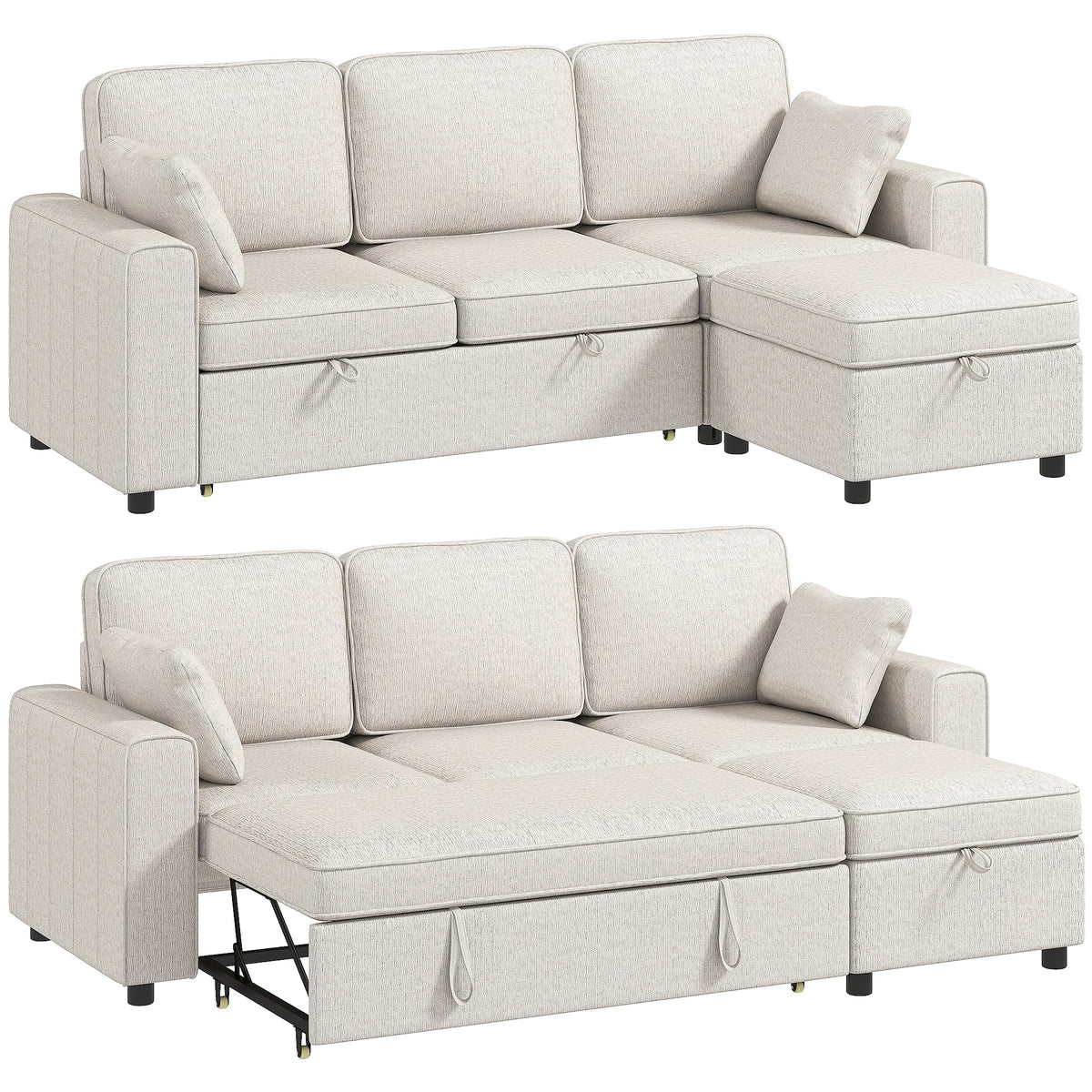 Modular Sleeper Sectional with Reversible Storage Ottoman