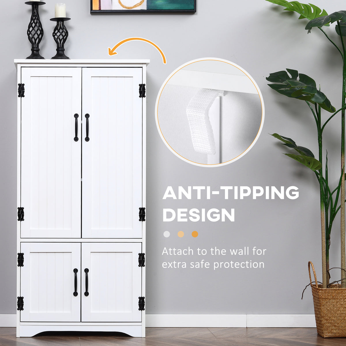 4-Door Pantry Storage Cabinet with Adjustable Shelves – 24"W x 49"H