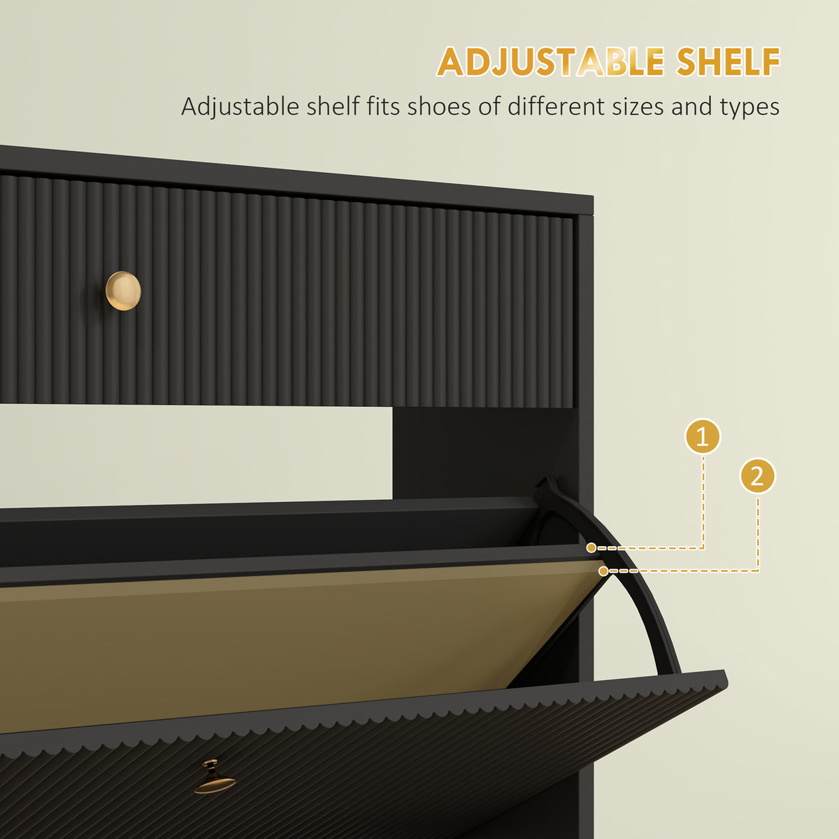 Narrow Shoe Storage Cabinet with Wave-like Panels – 32"W x 40"H
