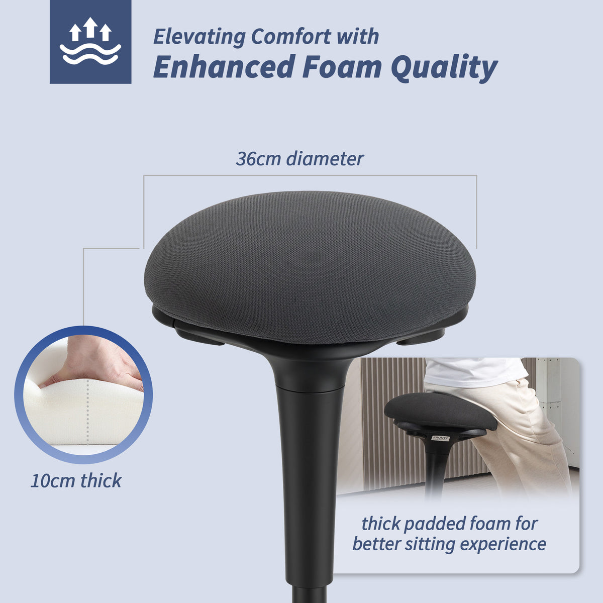 Swivel Standing Desk Chair, Backless Wobble Stool Chair, Dark Grey