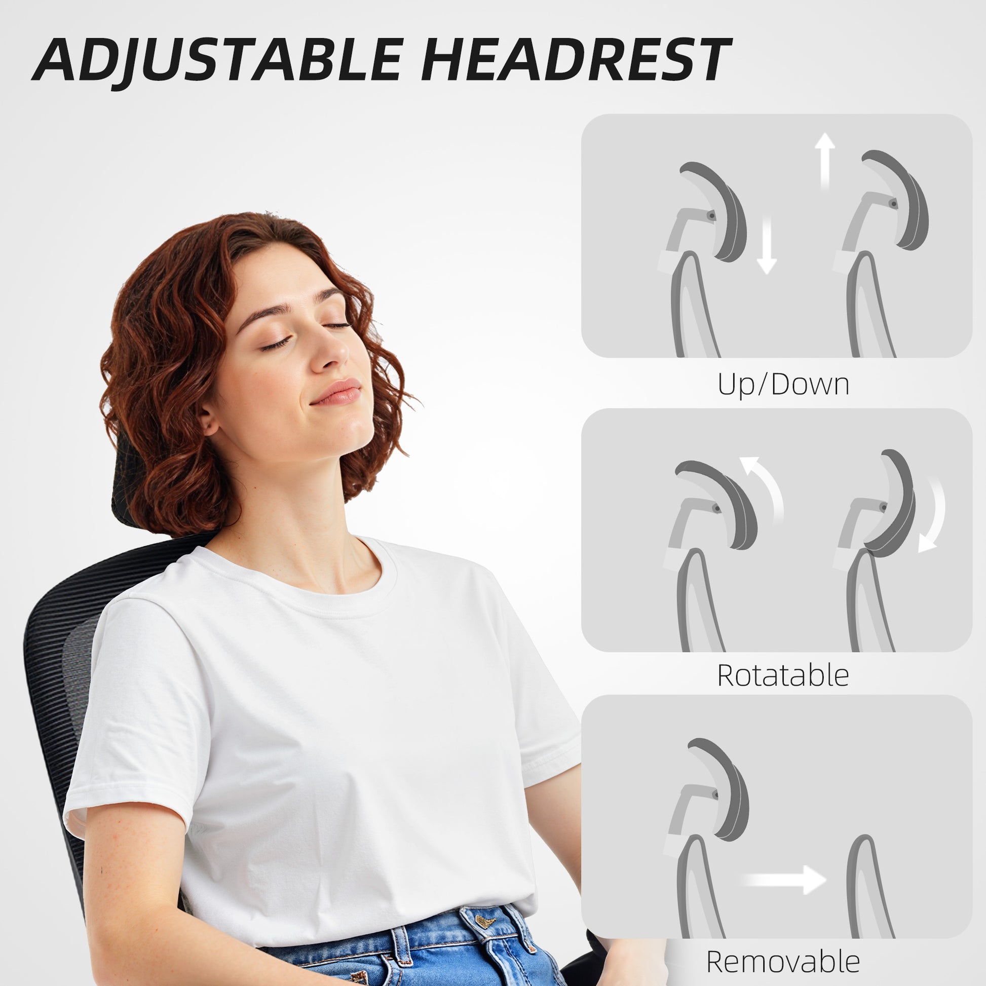 Ergonomic Mesh High-Back Office Chair with Rotatable Headrest, Flip-Up Armrests