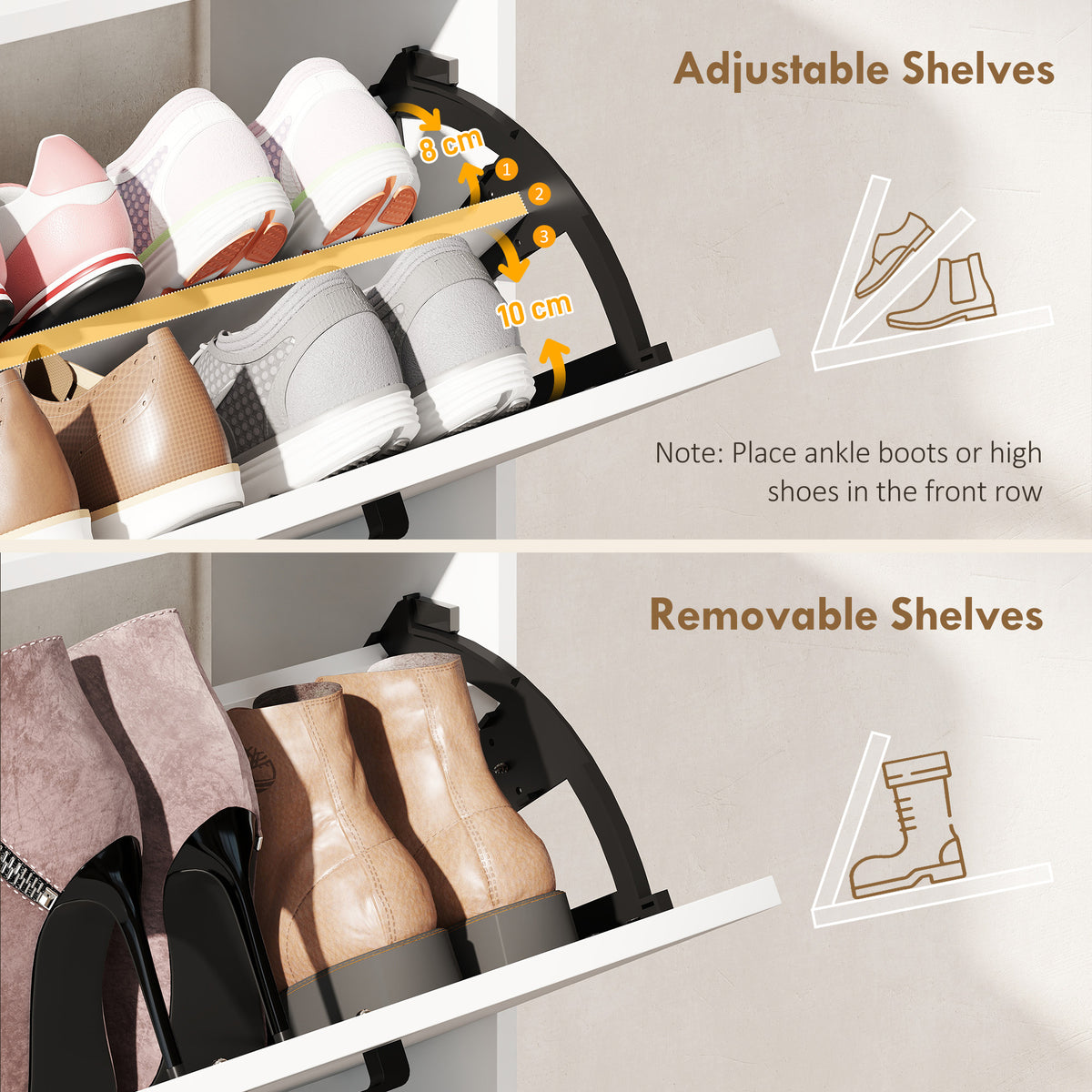 Shoe Cabinet with 2 Flip Drawers – 33"W x 36"H