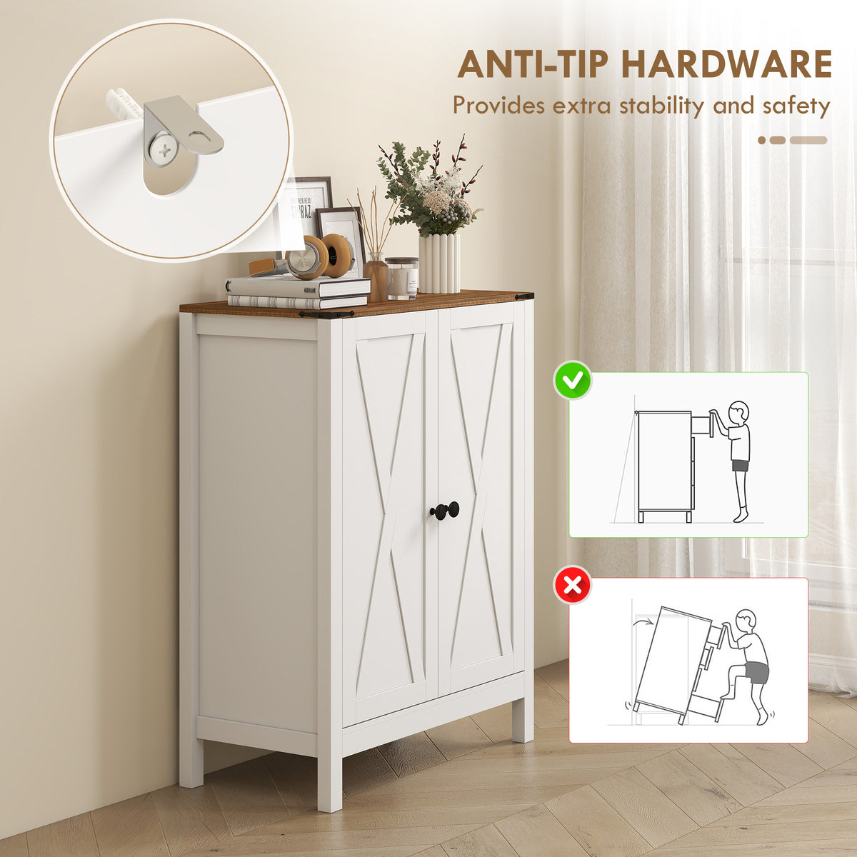 Shoe Cabinet with Barn Doors – 30"W x 39"H