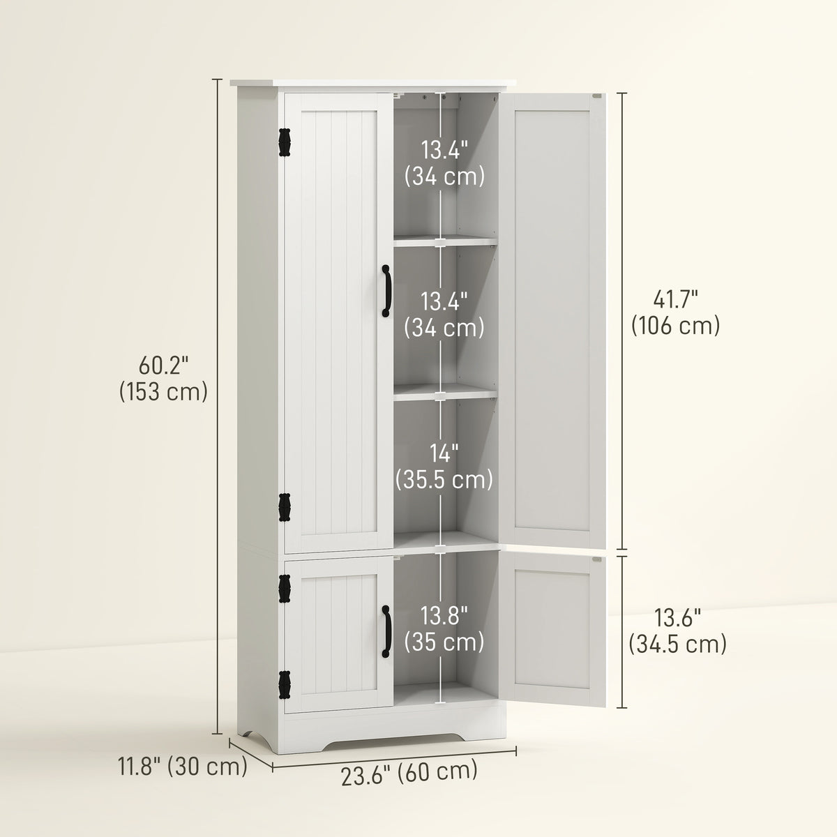 4-Door Pantry Storage Cabinet with Adjustable Shelves – 24"W x 60"H