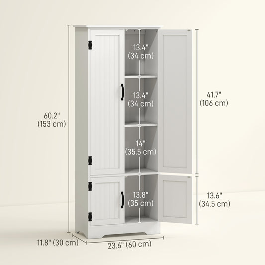 4-Door Pantry Storage Cabinet with Adjustable Shelves – 24"W x 60"H
