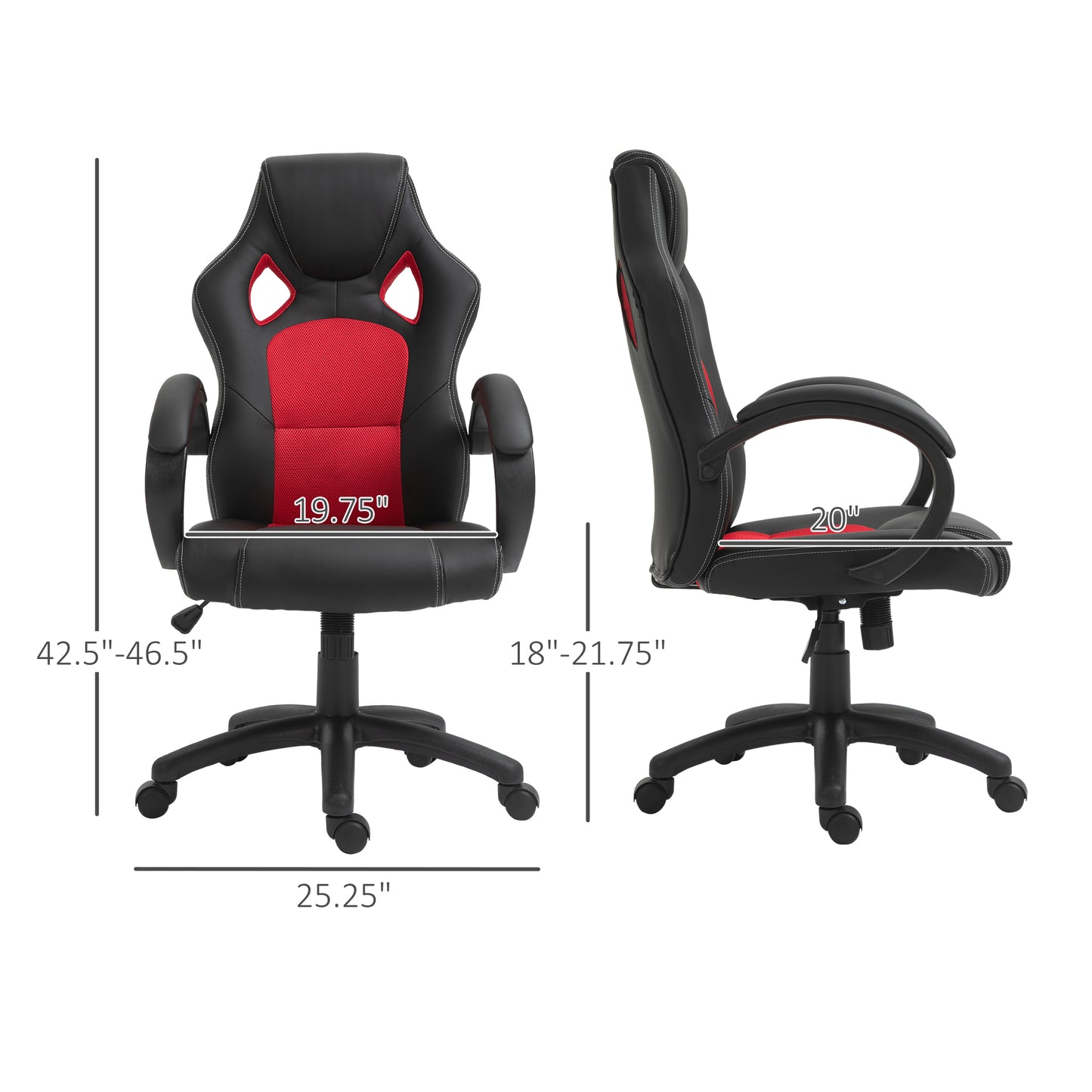 HOMCOM Ergonomic Racing Gaming Chair High Back Swivel Office Desk Red