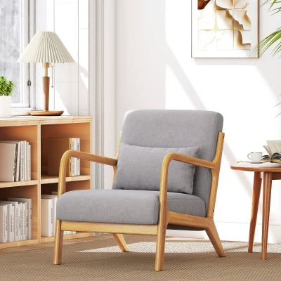 HOMCOM Modern Pink Velvet Accent Chair, Tapered Wood Legs, Living Room