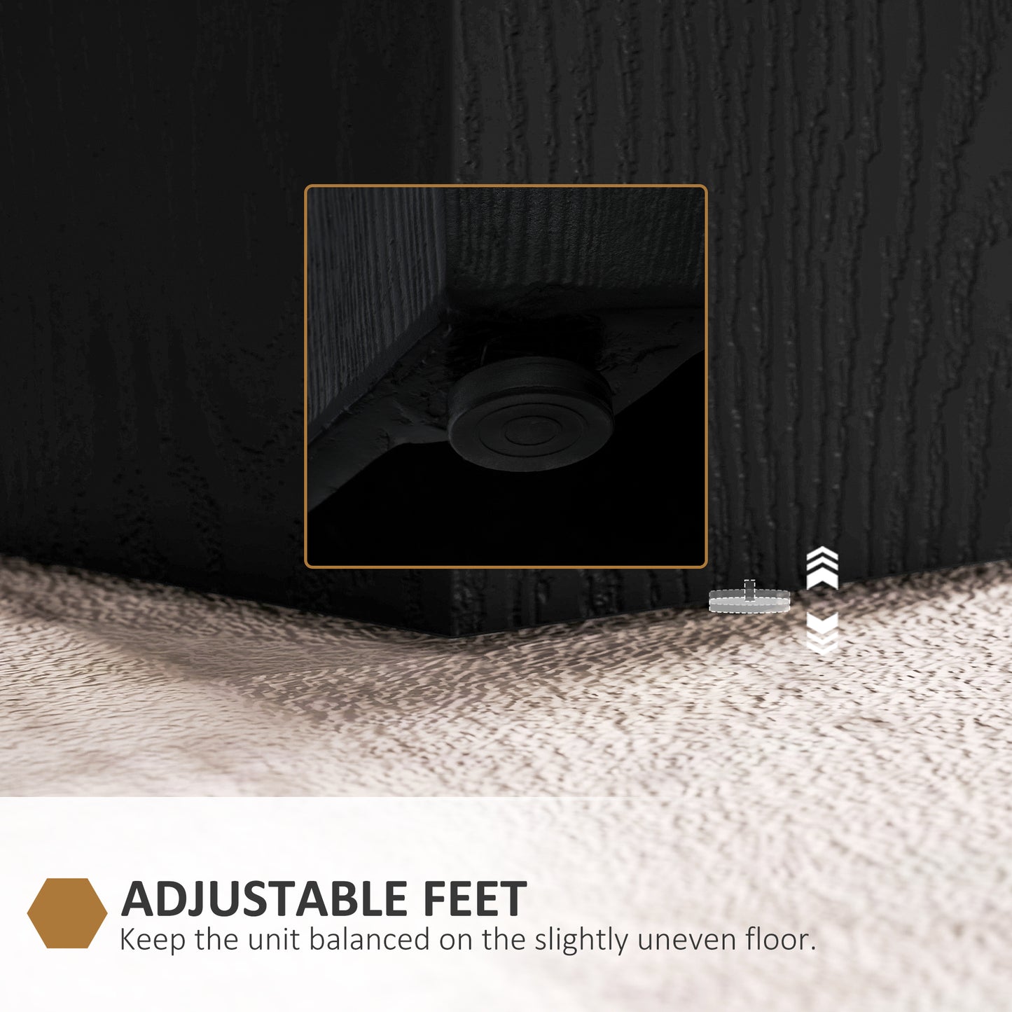 HOMCOM Hexagonal Black Side Table with Adjustable Feet