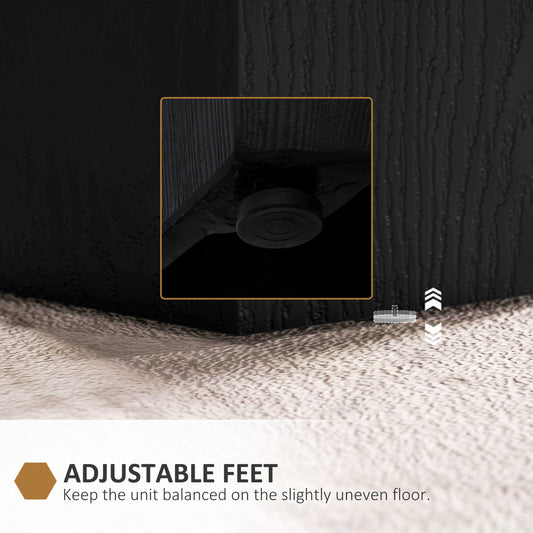 HOMCOM Hexagonal Black Side Table with Adjustable Feet