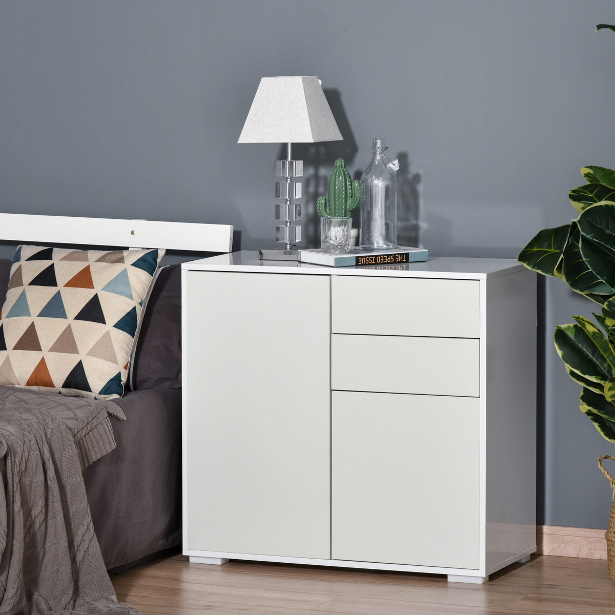 High Gloss Buffet Sideboard with 2 Drawers – 31"W x 29"H