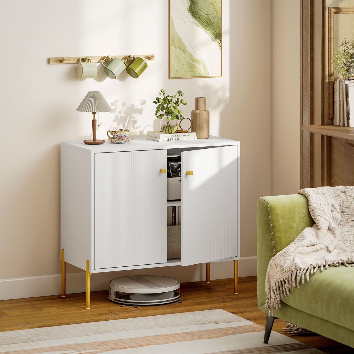 Sideboard with Fluted Doors and Adjustable Shelf – 31"W x 30"H
