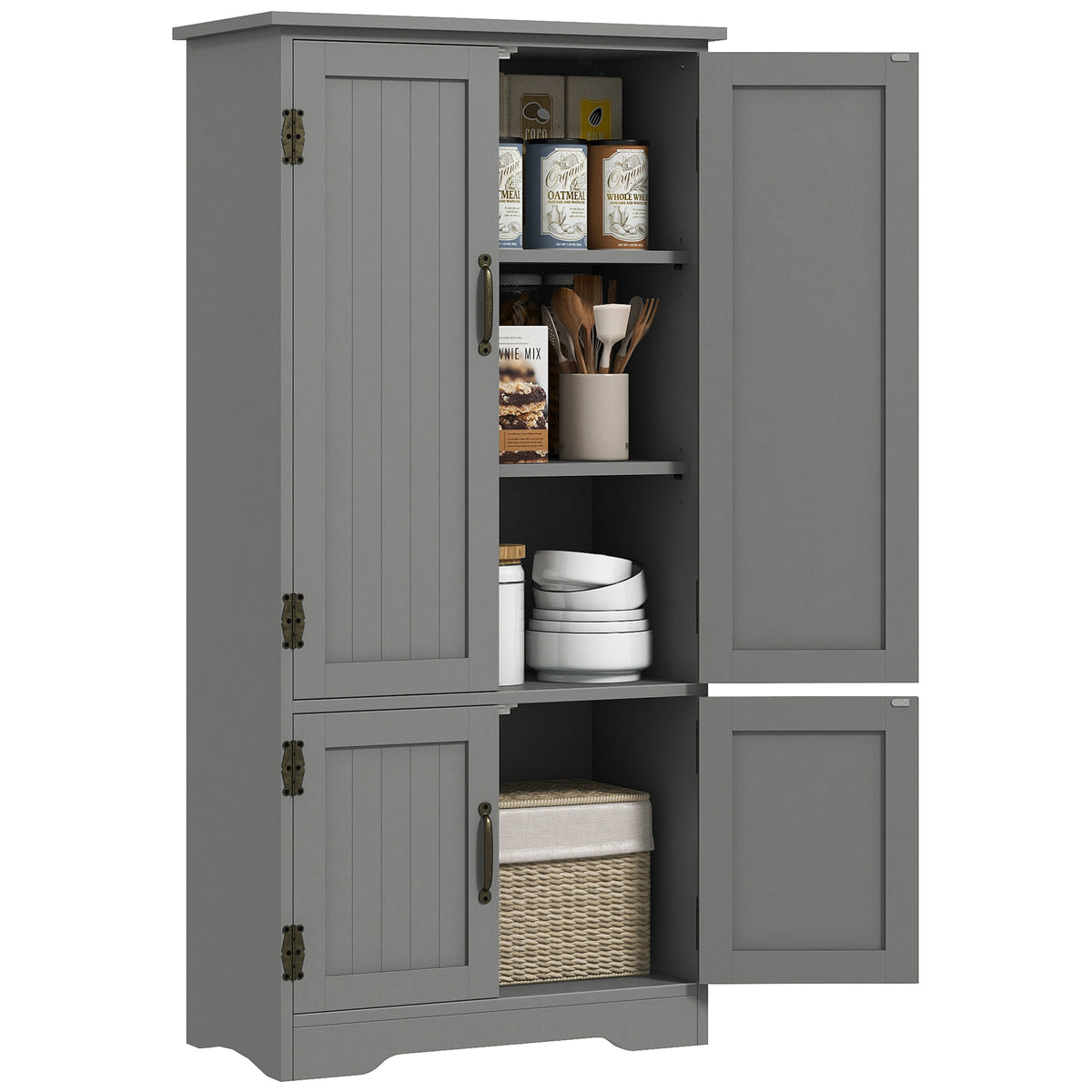 4-Door Pantry Storage Cabinet with Adjustable Shelves – 24"W x 48"H