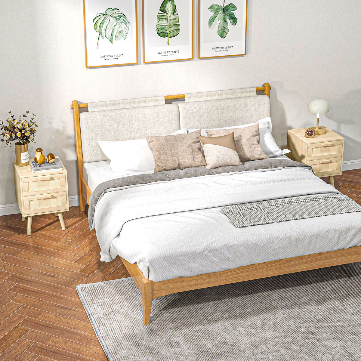 Boho Nightstands with 2 Drawers, Set of 2 – 16"W x 22"H