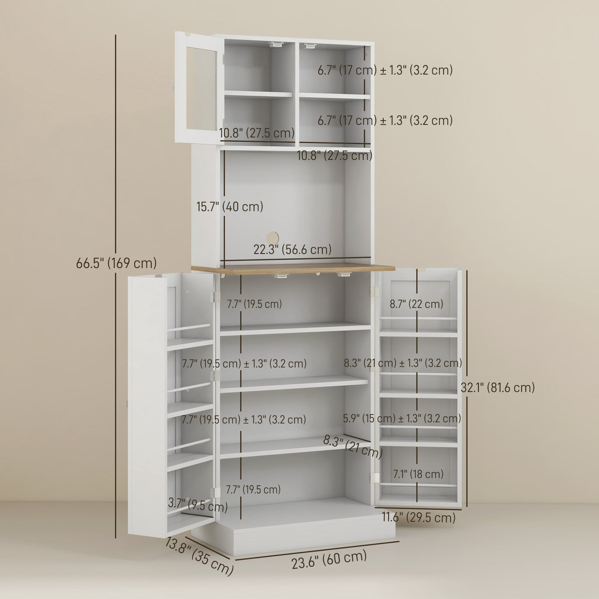 Tall Kitchen Pantry Cabinet with Adjustable Shelves – 24"W x 67"H