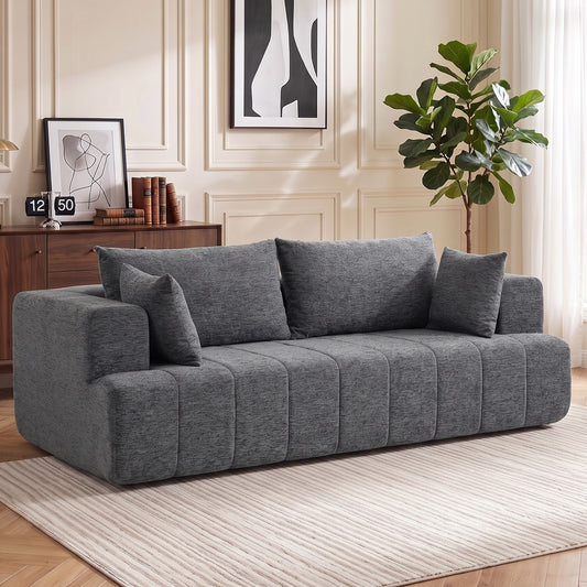Chenille Boneless Cloud 3-Seater Sofa – Grey