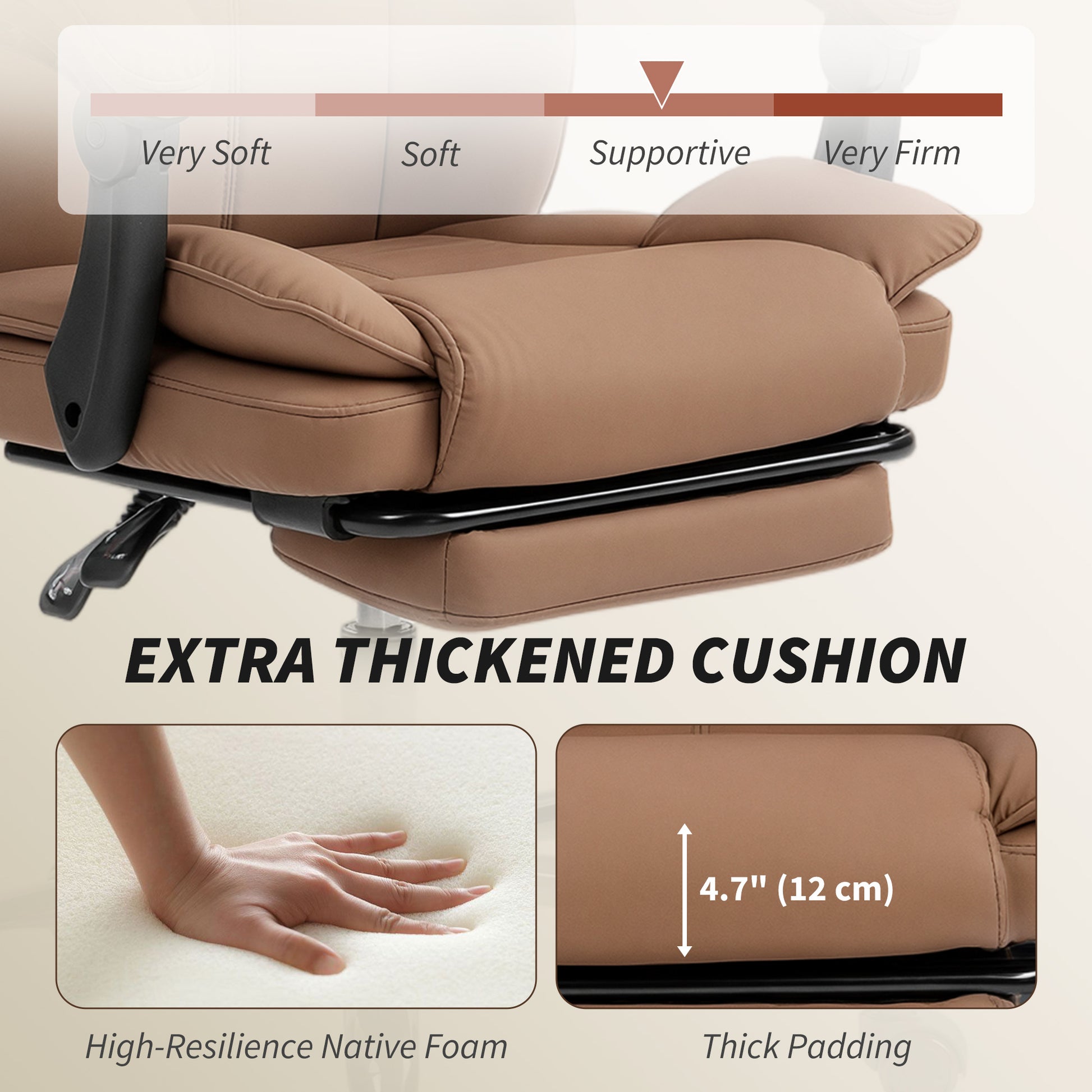 HOMCOM Executive Reclining Office Chair, Pet-Friendly Fabric, Footrest, Swivel Wheels, Brown